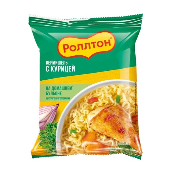 Вермишель на домашнем бульоне с курицей Роллтон 60г