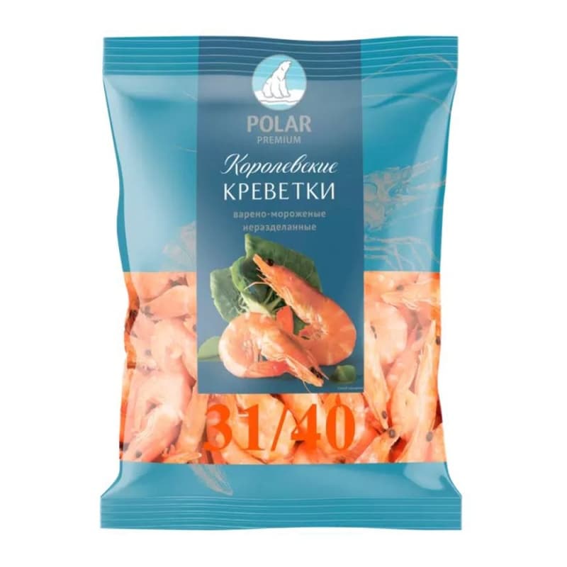 Королевские креветки неразделанные, варёно-мороженые 40/60 POLAR, 500 гр