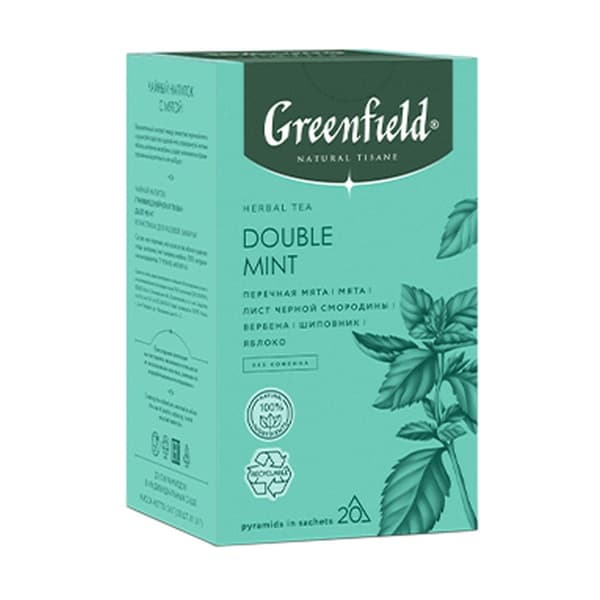 Чай травяной в пакетиках (1,8гx20п) с мятным вкусом ГРИНФИЛД Double Mint Natural Tisane