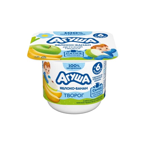 Творог фруктовый яблоко-банан Агуша 3,9%, 100г
