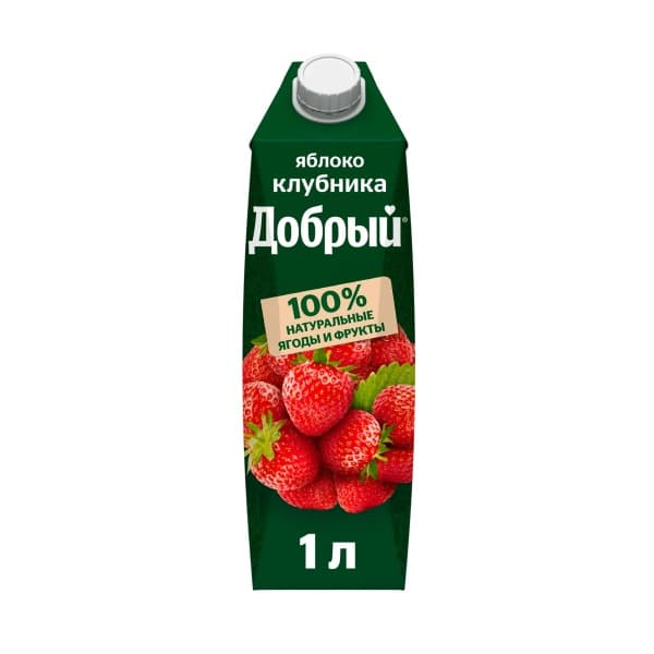 Сок со вкусом яблока и клубники Добрый, 1 л