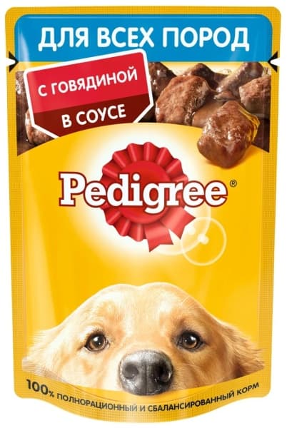 Влажный корм для взрослых собак Говядина Pedigree, 85г