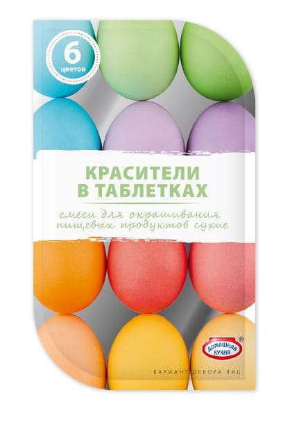 Красители для яиц в таблетках 6 цветов пастельные Домашняя Кухня, 4,2г