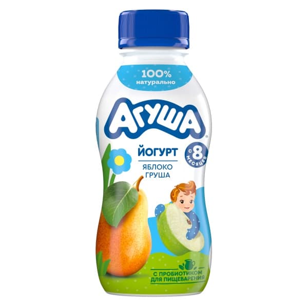 Йогурт питьевой яблоко,груша Агуша 2,7% 180г