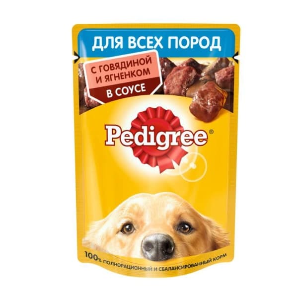 Влажный корм для взрослых собак Говядина и ягненок Pedigree, 85г