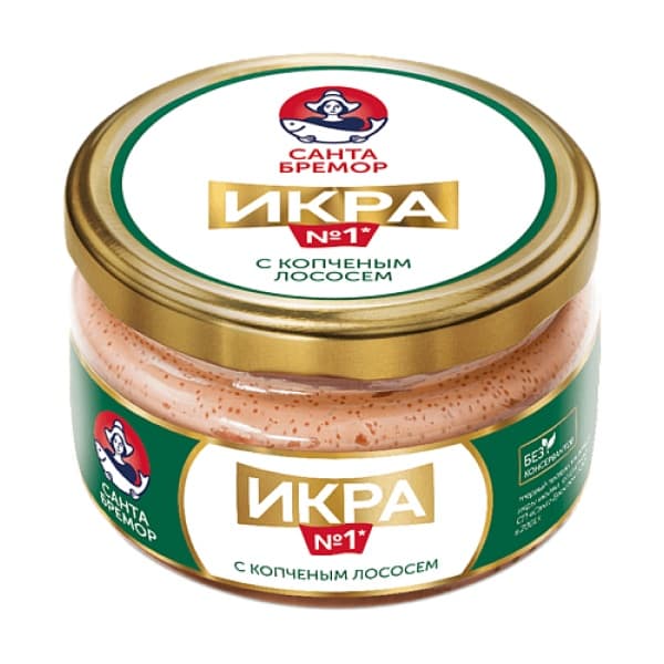 Икра №1 с копченым лососем Санта Бремор 180гр