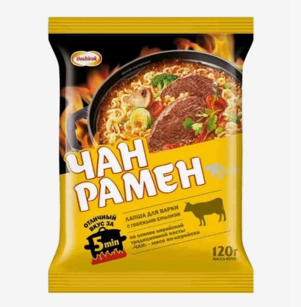 Лапша Доширак Чан Рамен с говяжим бульоном, 120г