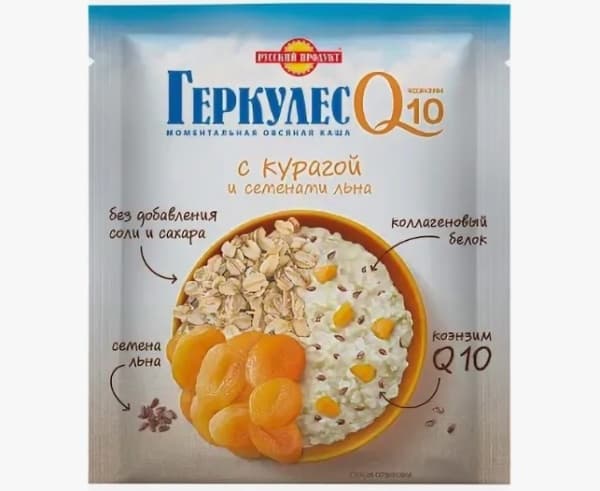 Каша овсяная момент с курагой и семенами льна Геркулес, 35гр