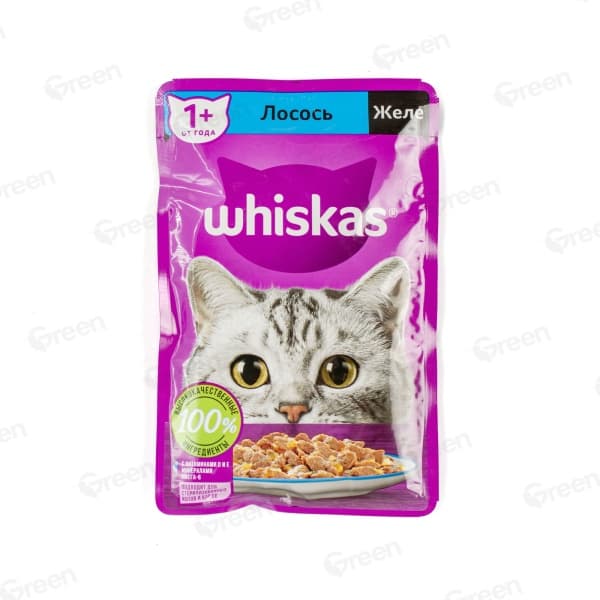 Влажный корм для кошек Лосось в желе Whiskas, 75г