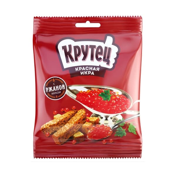 Сухарики пшенично-ржаные КРУТЕЦ Красная икра, 80 г