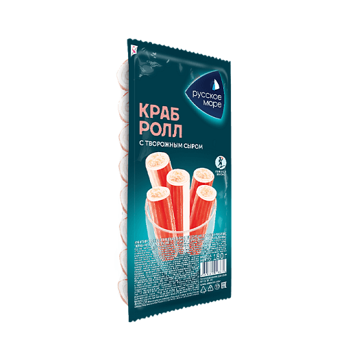 Крабовые палочки краб-ролл с творожным сыром Русское море 180гр