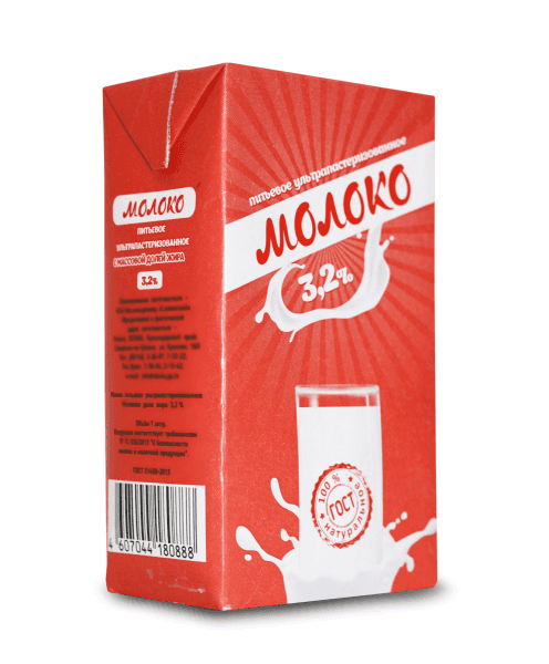 Молоко ультрапастеризованное 3,2% Славянское 1л т/пак