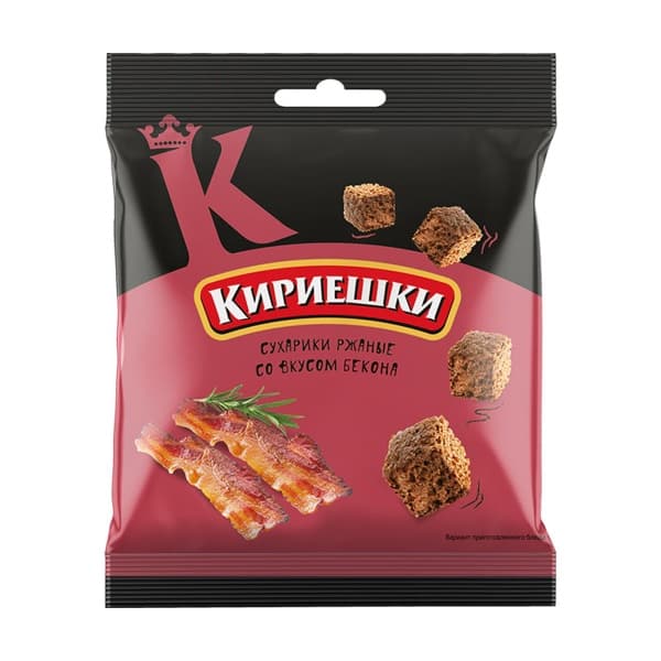 Сухарики ржаные со вкусом бекона Кириешки, 40г