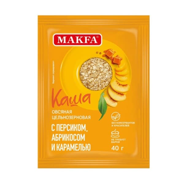 Каша овсяная персик,абрикос,карамель Макфа 40г