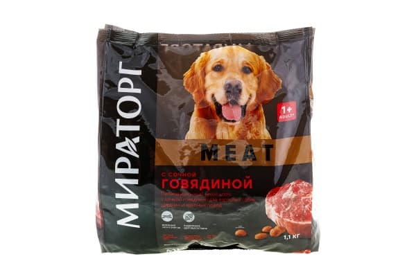 Сухой корм для взрослых собак средних и крупных пород с говядиной WINNER MEAT Мираторг, 1,1 кг
