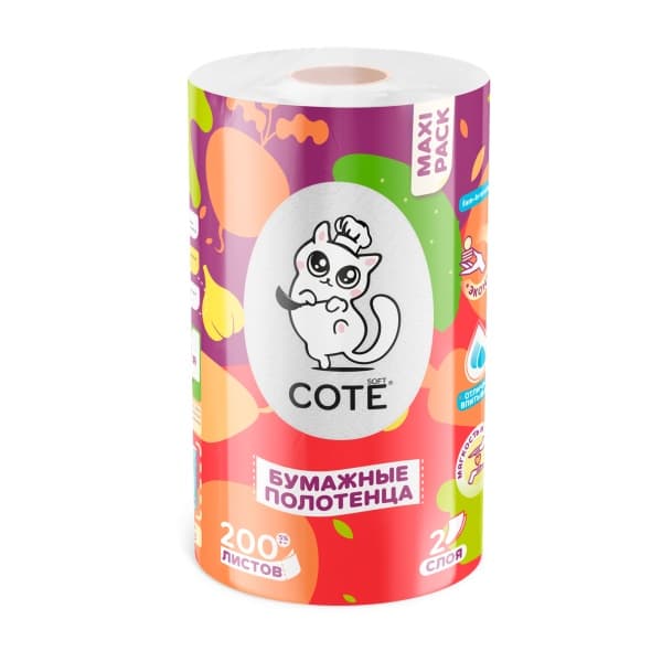 Бумажное полотенце максирулон 2 слоя Cote, 1шт