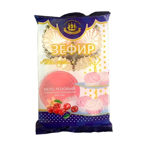 Зефир бело-розовый "Ты мой" флоупак 260г Кронштадская кондитерская фабрика