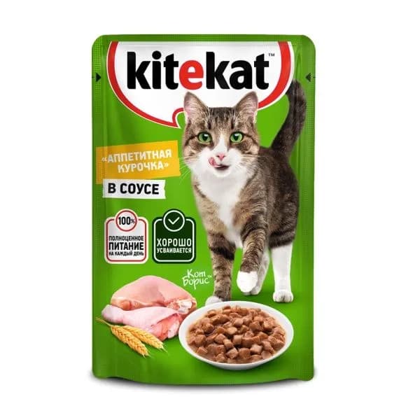 Корм Kitekat С курицей в соусе для взрослых кошек 85г