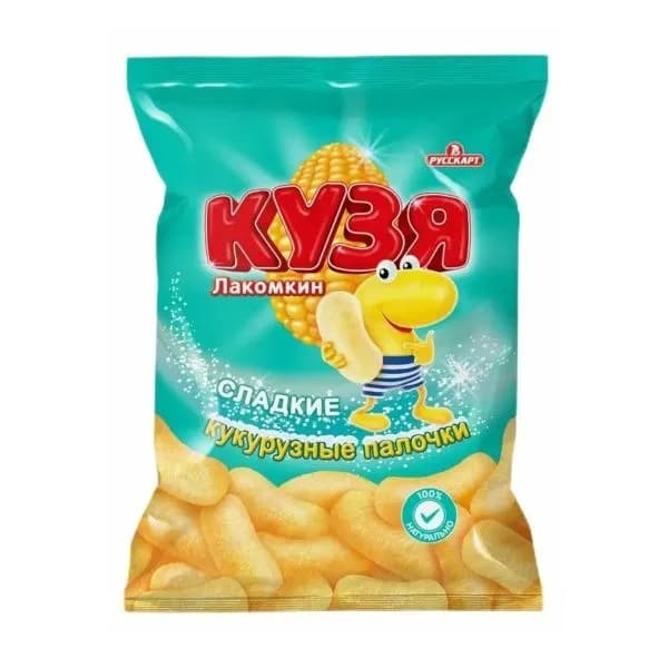 Кукурузные палочки с сахарной пудрой "Кузя Лакомкин" 100г